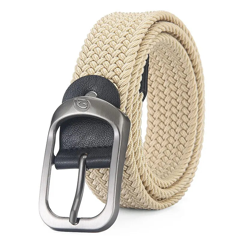 Unisex Woven Elastic Belt – No-Buckle Punch Casual Belt