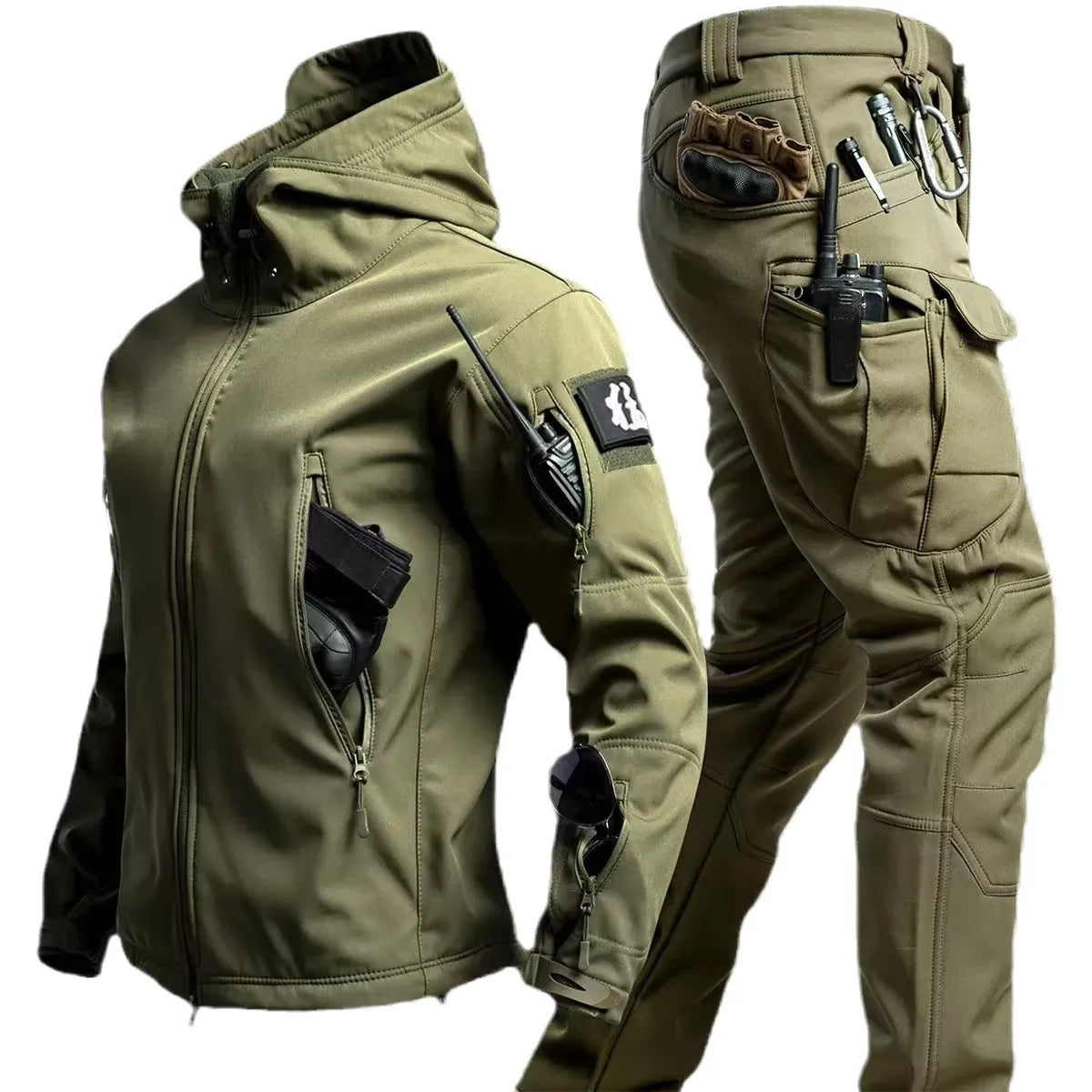 Men's Winter Tactical Jacket Set – Waterproof Hooded Combat Suit