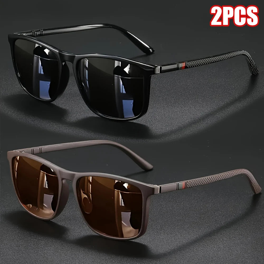 Men's Polarized Square Sunglasses – UV400 Sports Eyewear (2-Pack)