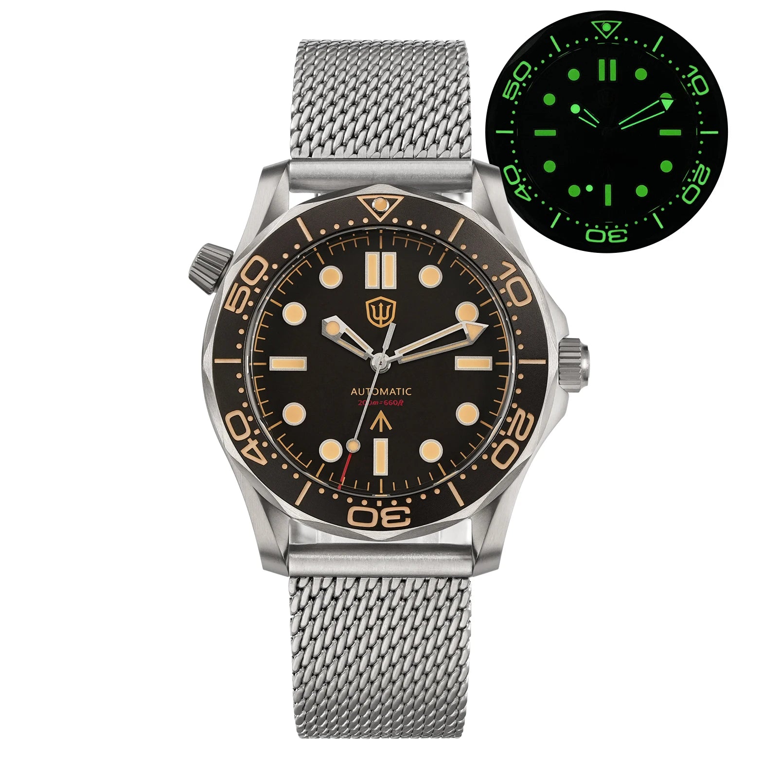 Men's Titanium Automatic Watch – Domed Sapphire Crystal Dive Watch