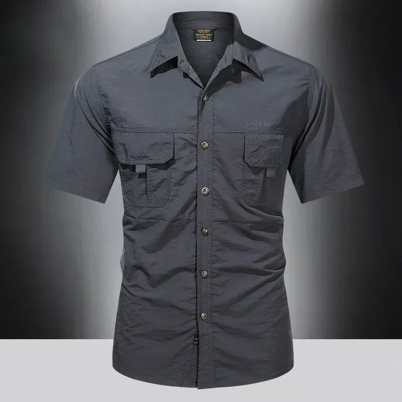 Men's Quick-Dry Tactical Shirt – Hiking & Hunting Short Sleeve Top