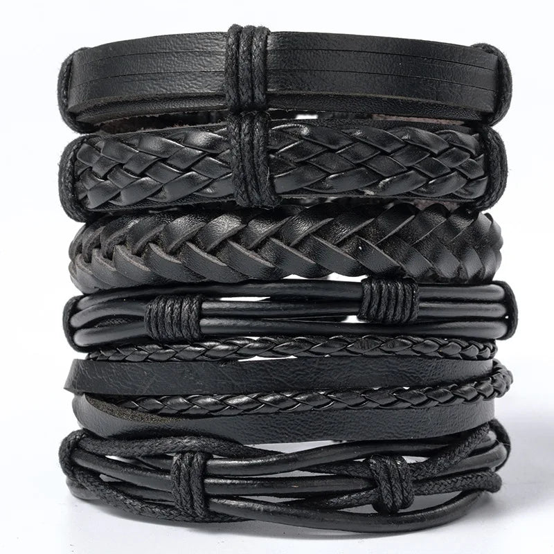 Men's Viking Skull Bracelet – Woven Leather Wristband