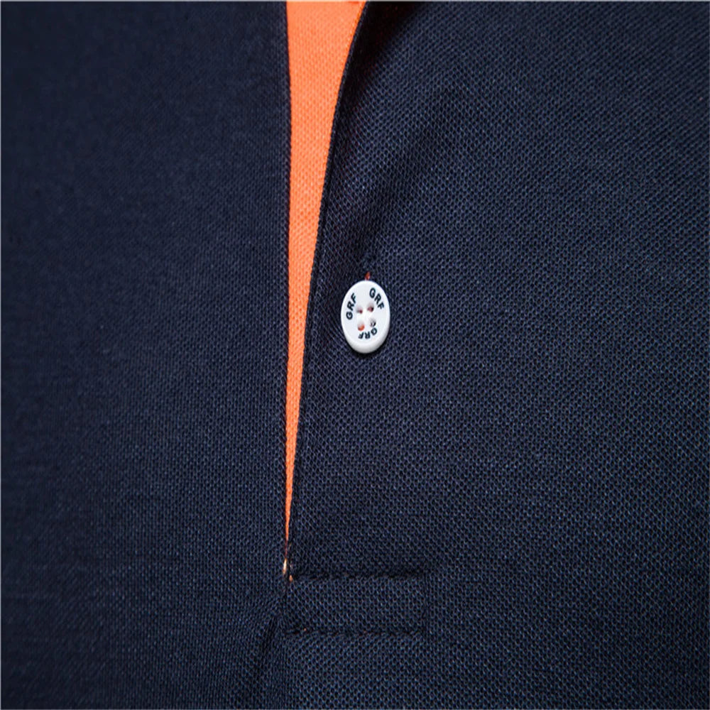 Men's Embroidered Polo Shirt – Contrast Collar Casual Top