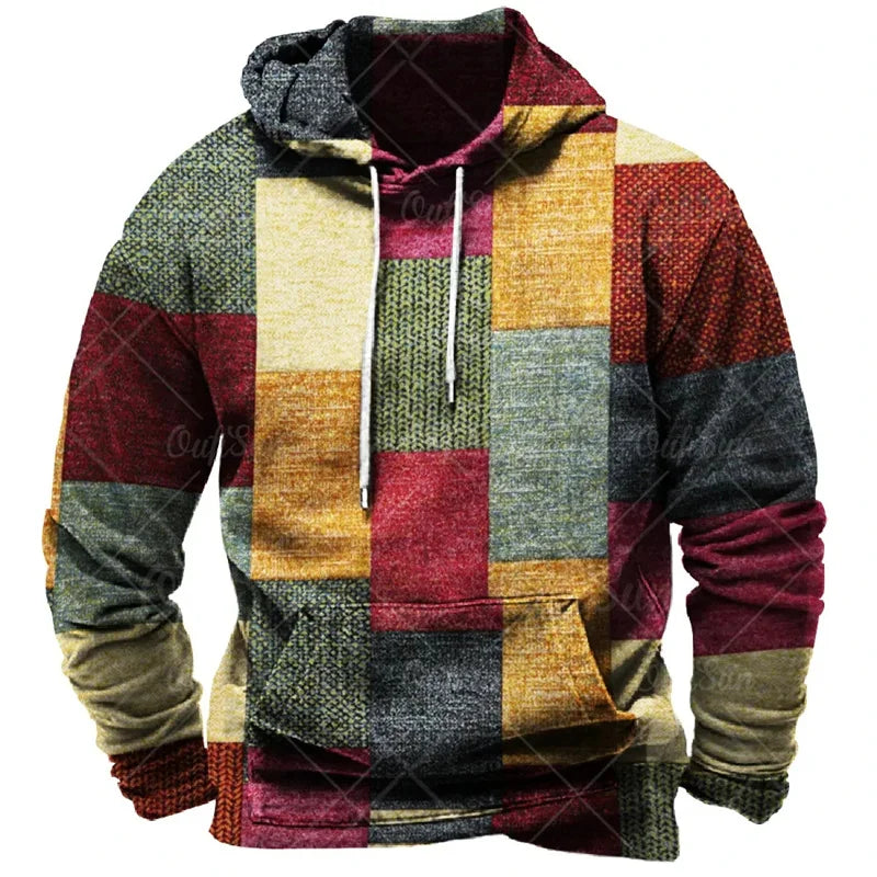 Unisex Plaid Print Hoodie – Colourful Streetwear Pullover