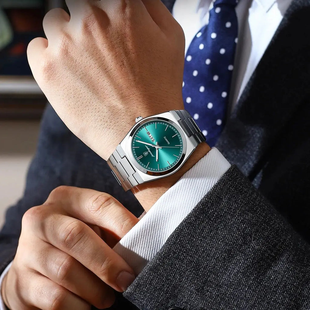 Men's Casual Quartz Watch – Date & Day Display, Waterproof