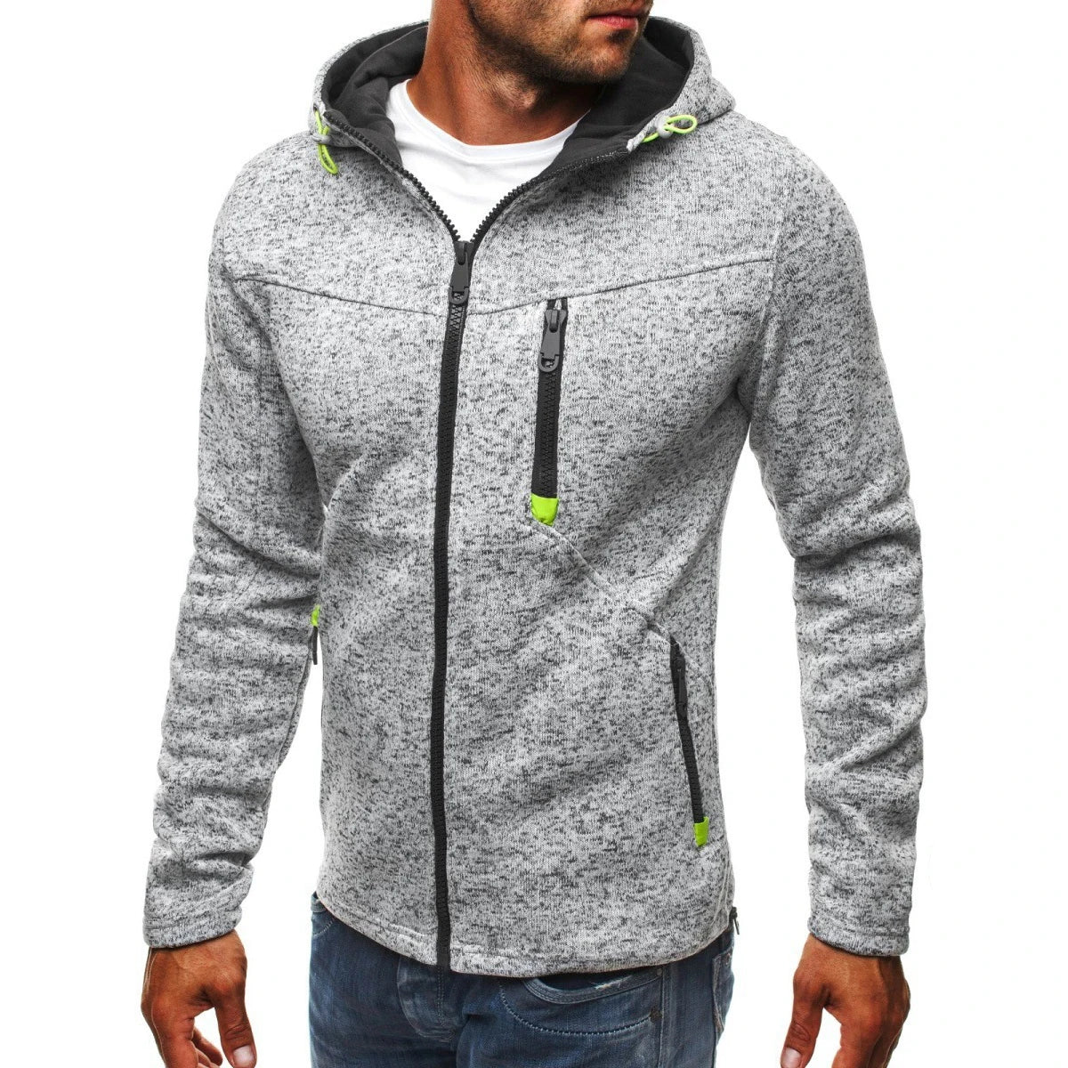 Men's Jacquard Fleece Hoodie – Pullover Sweatshirt
