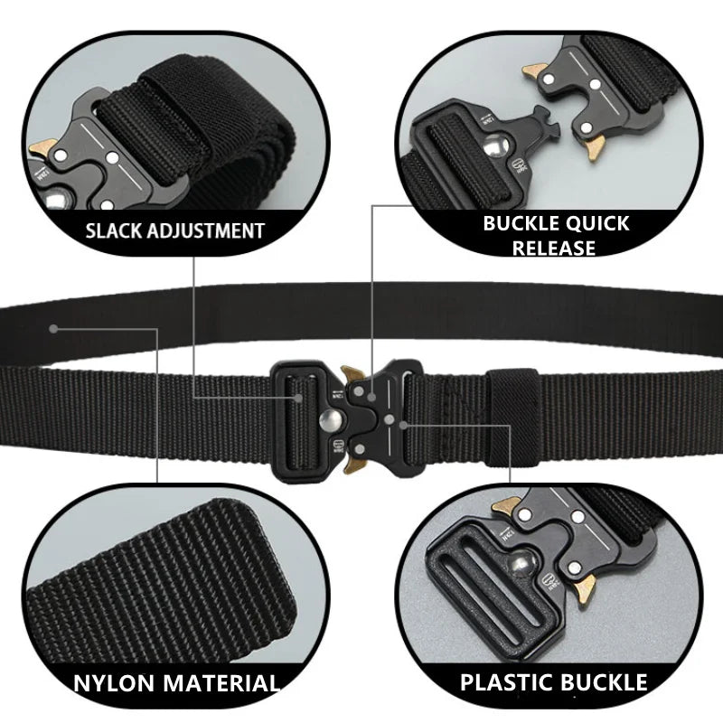 Men's Tactical Canvas Belt – Heavy-Duty Nylon Buckle Belt