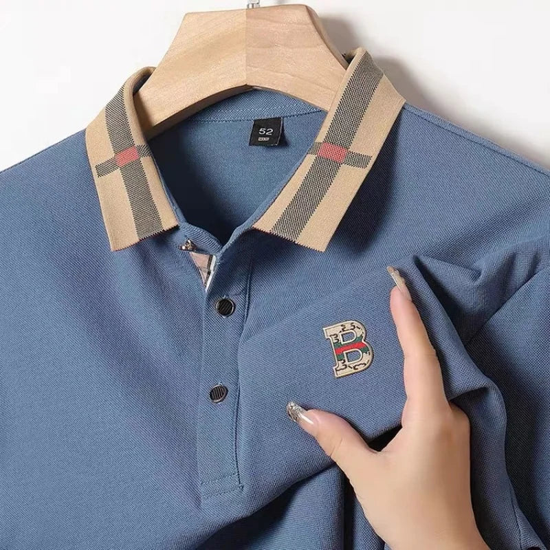 Men's Classic Cotton Polo Shirt – Badge Detail Short Sleeve