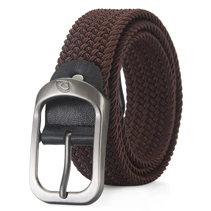 Unisex Woven Elastic Belt – No-Buckle Punch Casual Belt