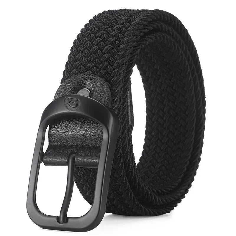 Unisex Woven Elastic Belt – No-Buckle Punch Casual Belt
