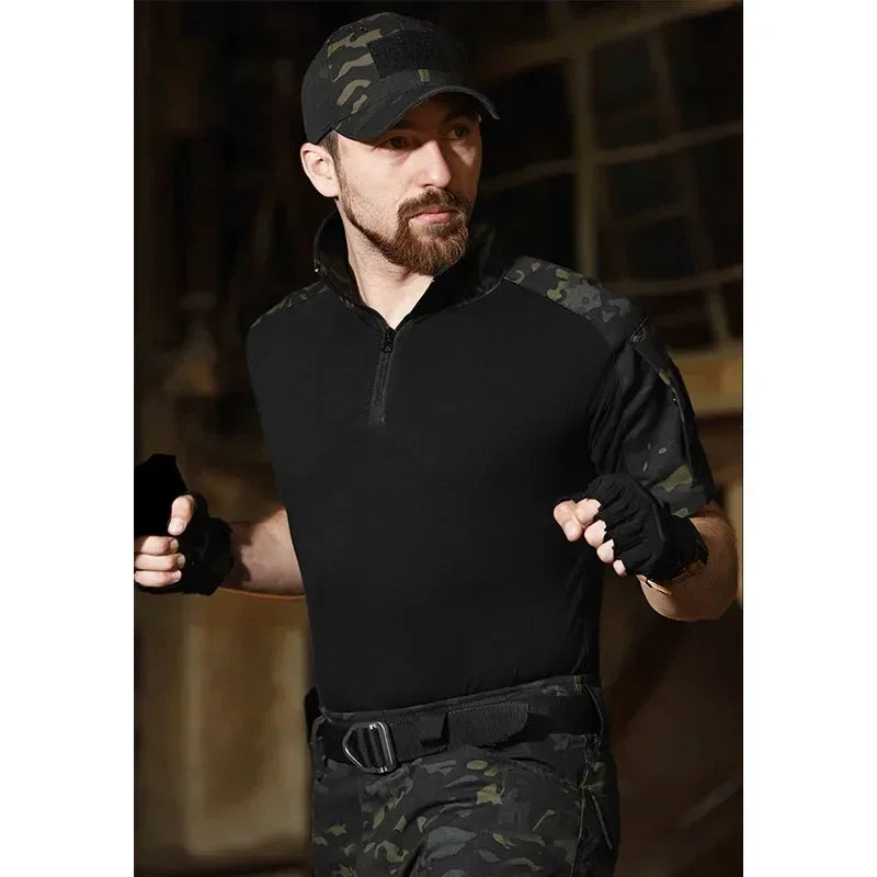 Men's Camo Tactical Training Set – Durable Combat Top & Trousers