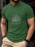 Men's Compass Print T-Shirt – Retro Cotton Graphic Tee