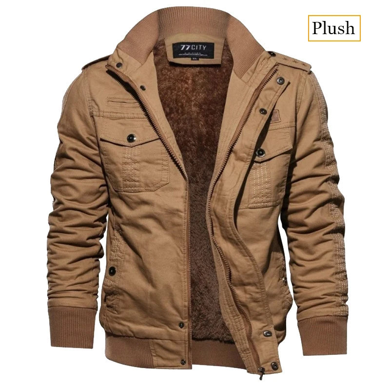 Men's Tactical Fleece Jacket – Windproof Multi-Pocket Coat