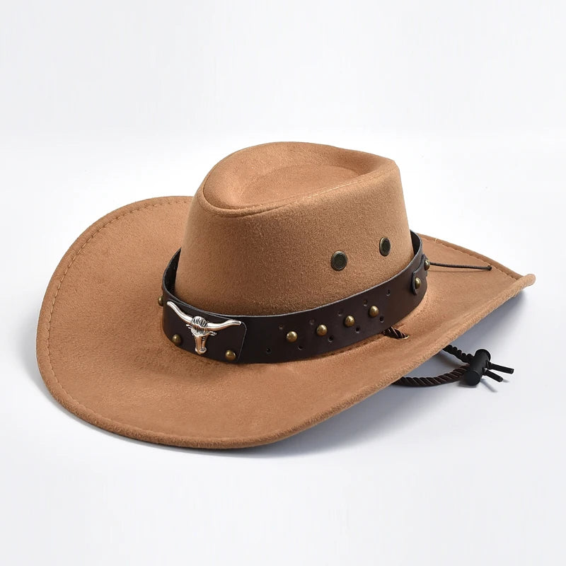 Unisex Suede Western Cowboy Hat – Vintage Wide Brim