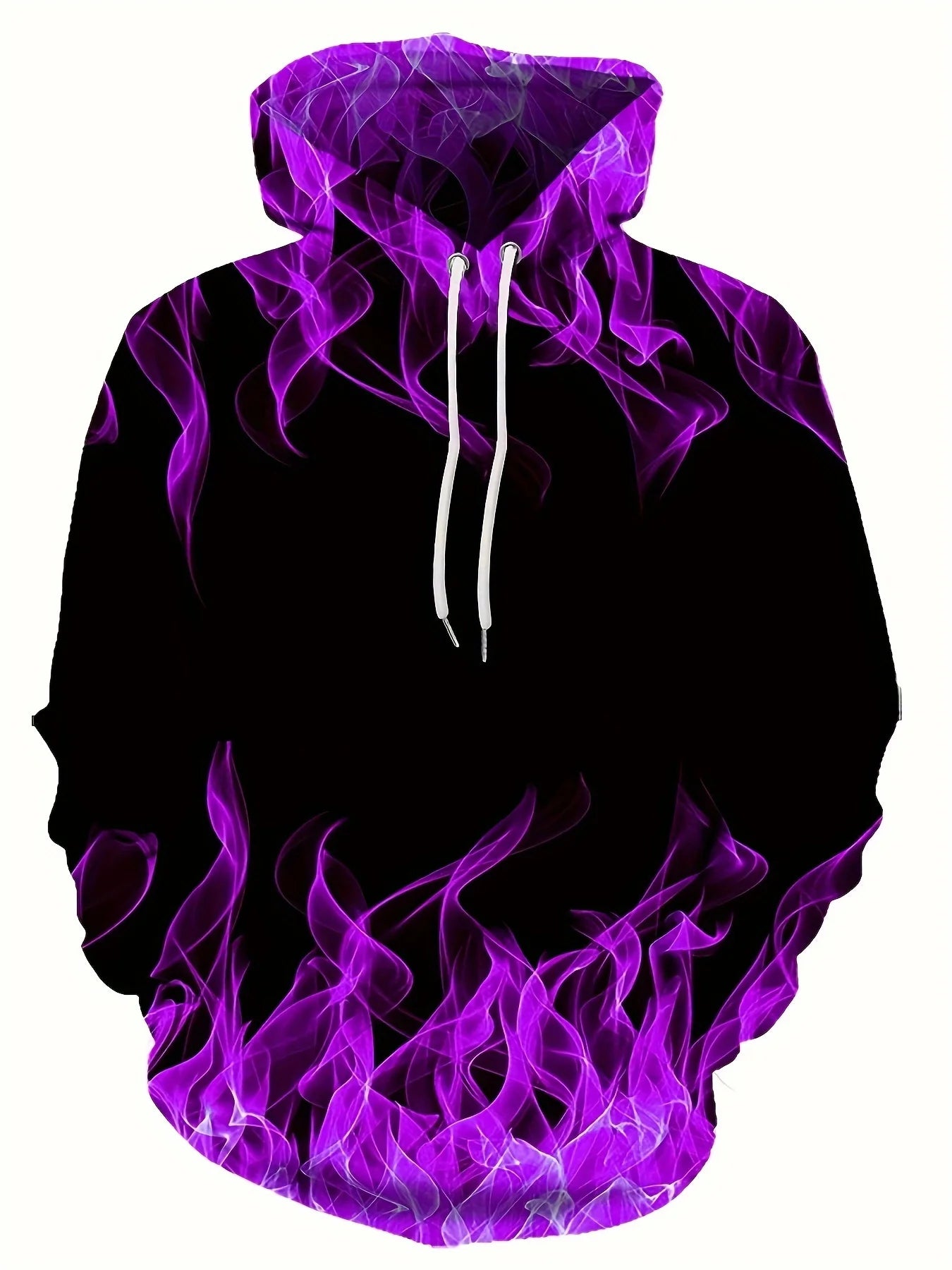 Men's Flame Print Hoodie – Oversized Pullover Sweatshirt
