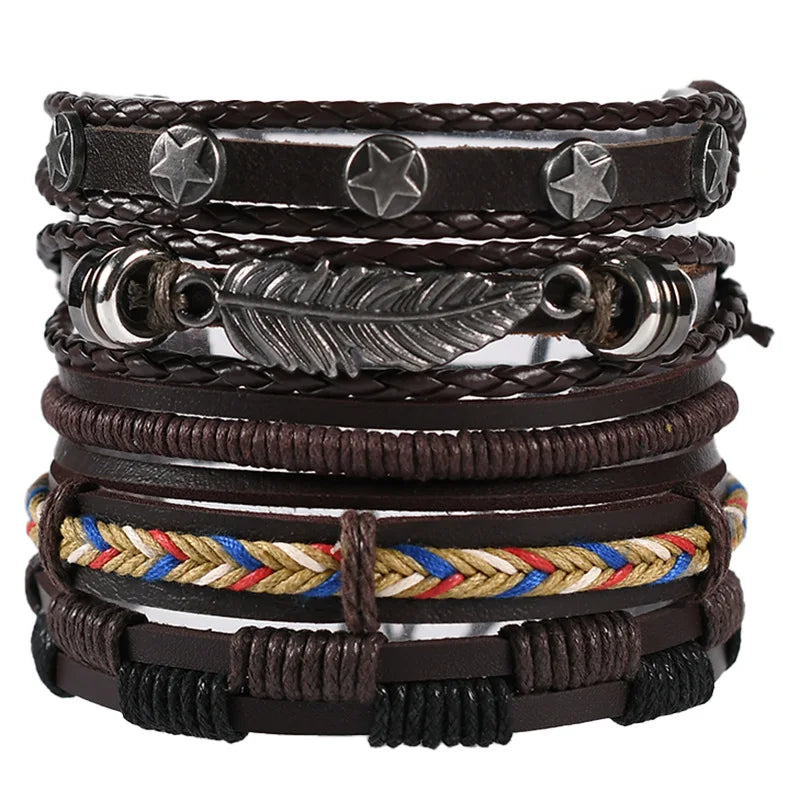 Men's Viking Skull Bracelet – Woven Leather Wristband