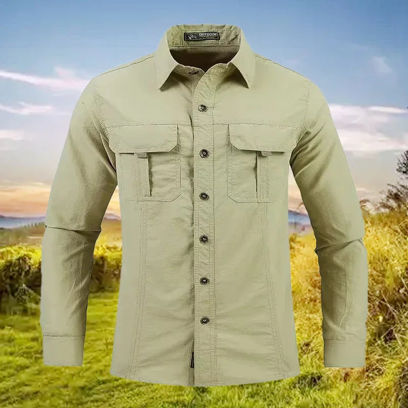 Men's Long-Sleeve Tactical Shirt – Breathable Sun Protection Top