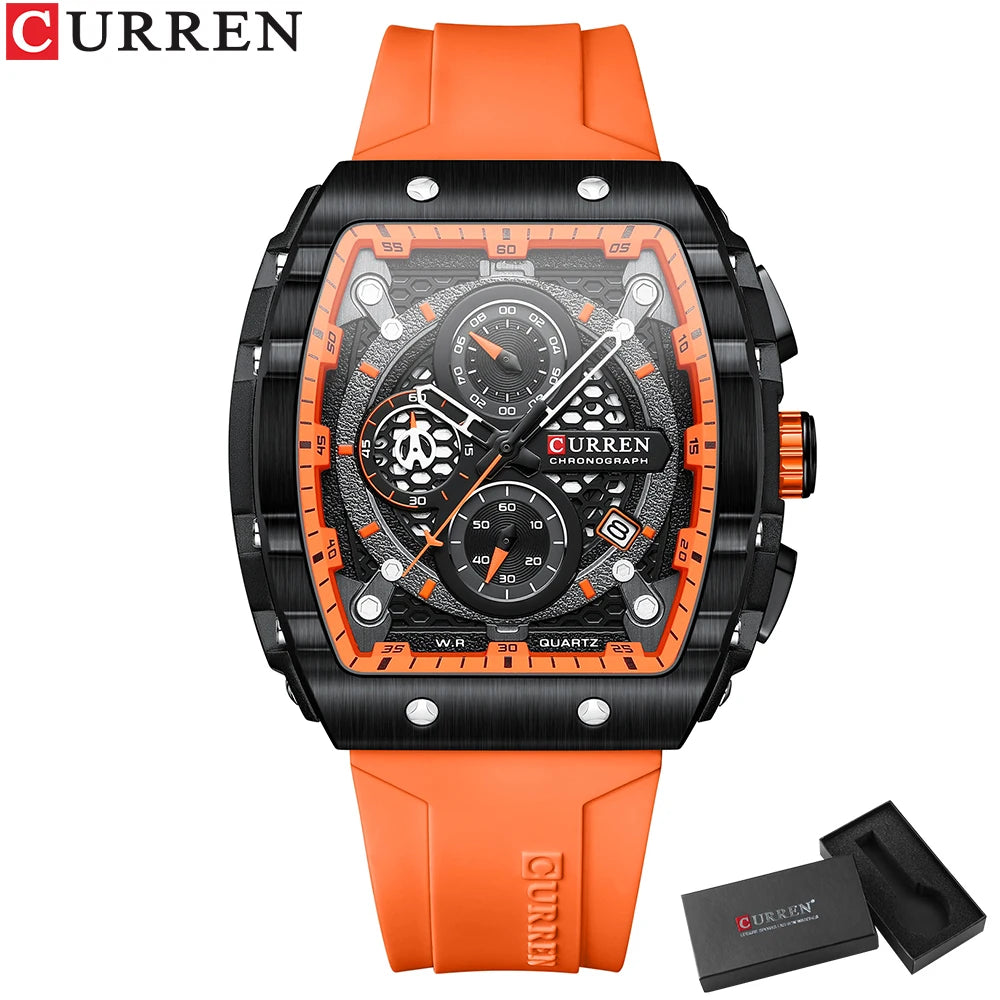 Men's Square Dial Quartz Watch – Sports Wristwatch