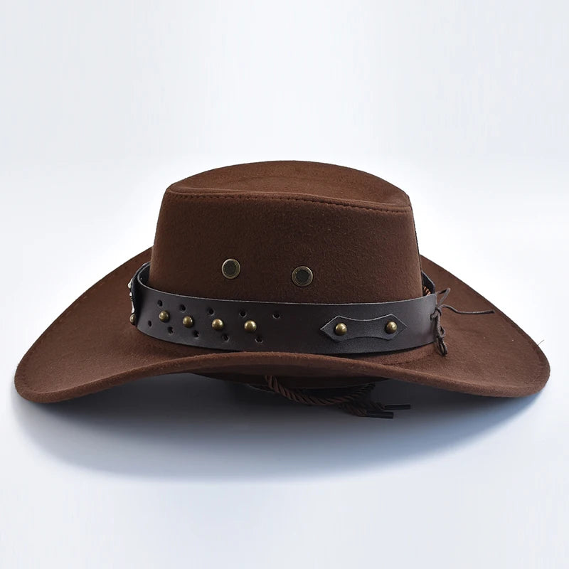 Unisex Suede Western Cowboy Hat – Vintage Wide Brim