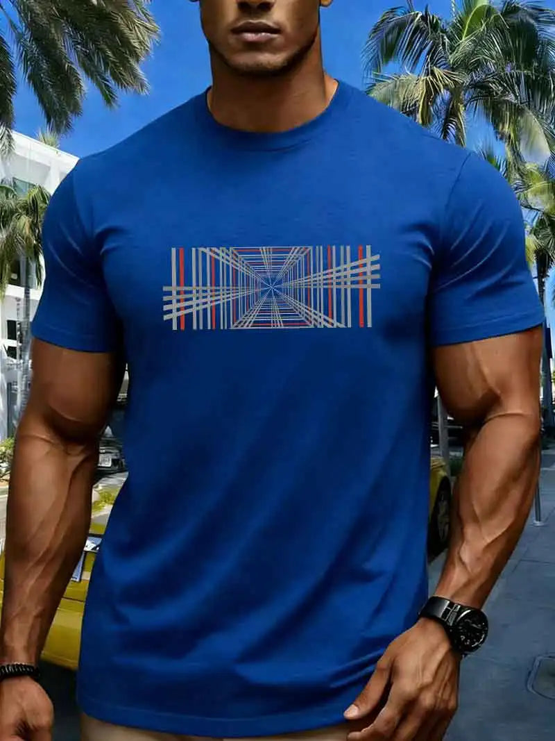 Men's Compass Print T-Shirt – Retro Cotton Graphic Tee
