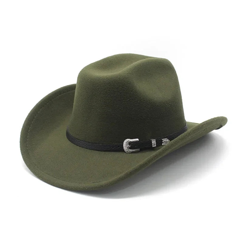 Unisex Wool Felt Cowboy Hat – Wide Brim Equestrian Riding Cap