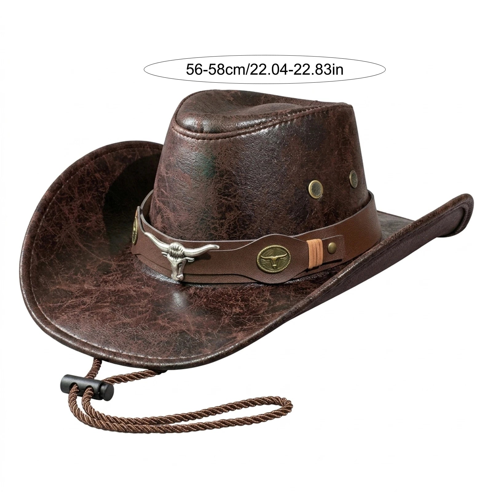 Unisex Faux Leather Cowboy Hat – Wide Brim Western Style