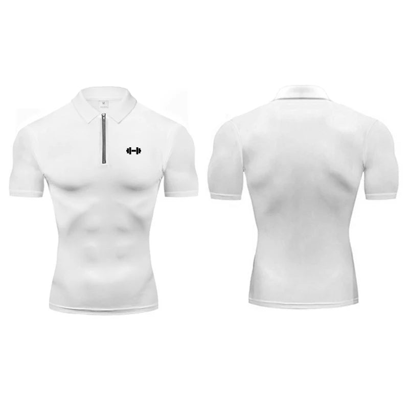 Men's Compression Polo Shirt – Muscle Fit Gym Training Top