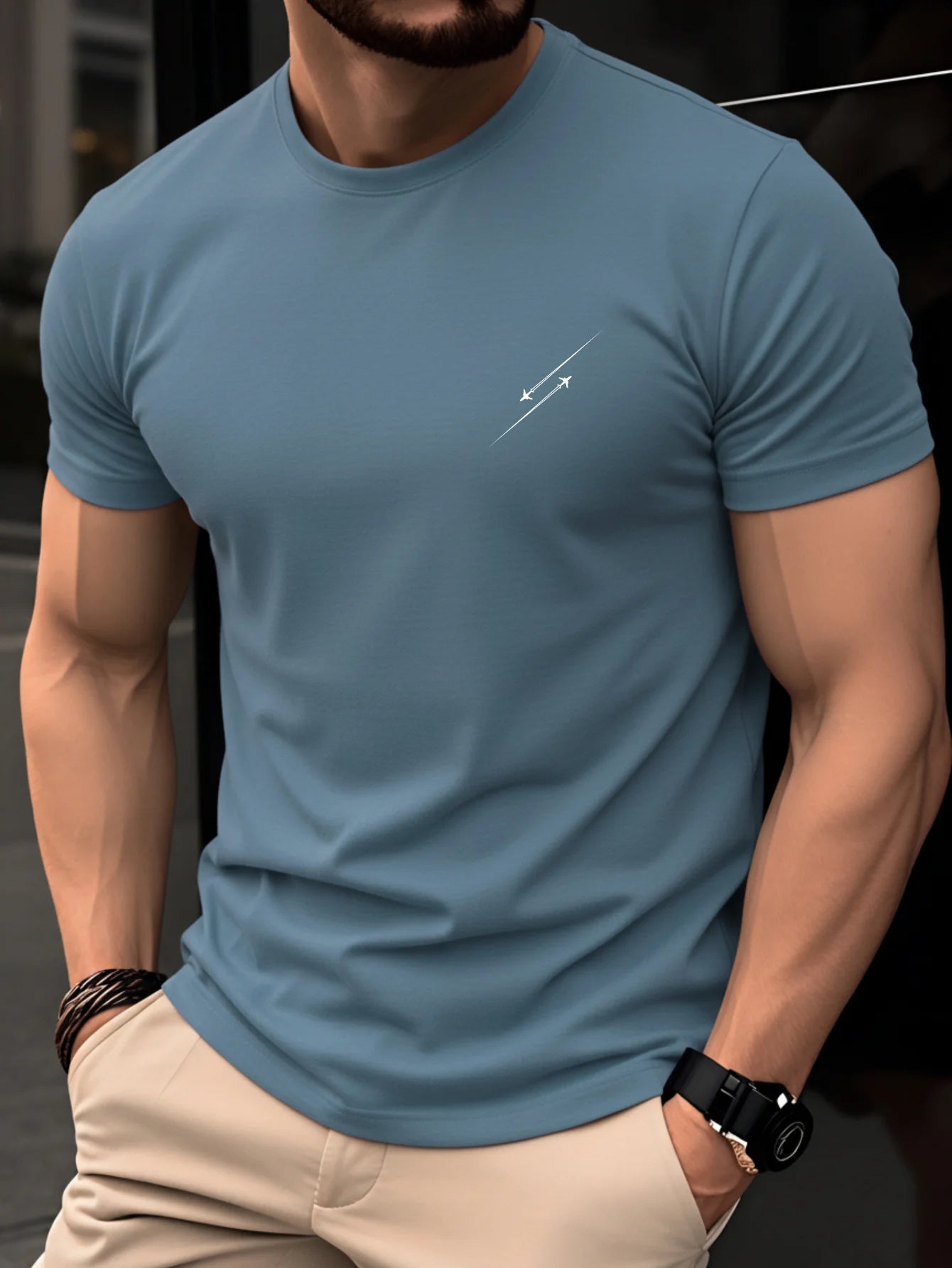 Men's Compass Print T-Shirt – Retro Cotton Graphic Tee