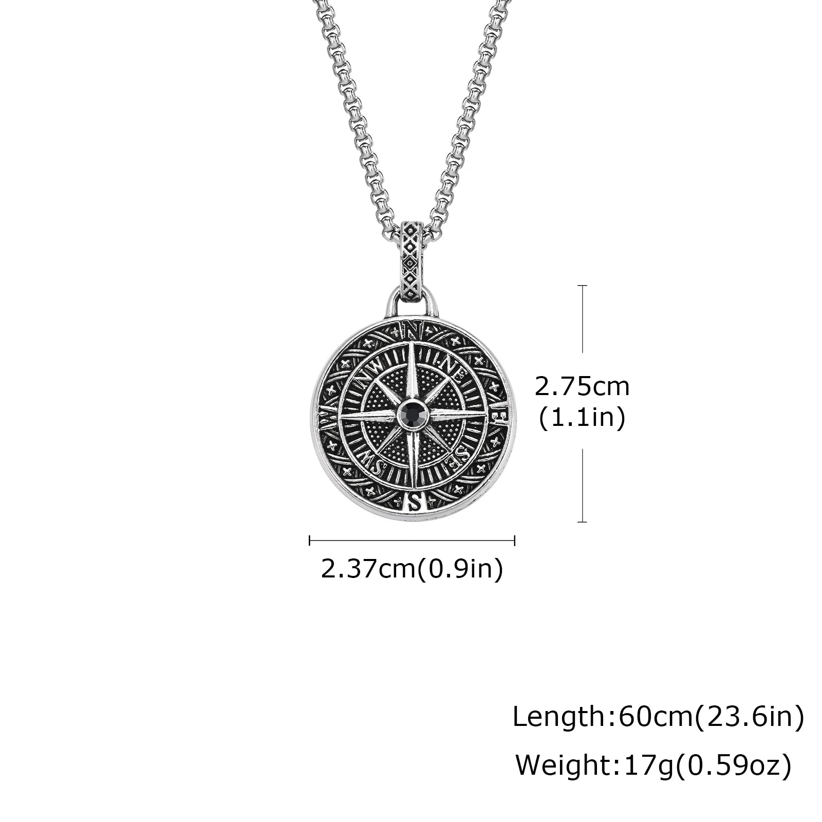 Men's Compass Pendant Necklace – Stainless Steel Chain