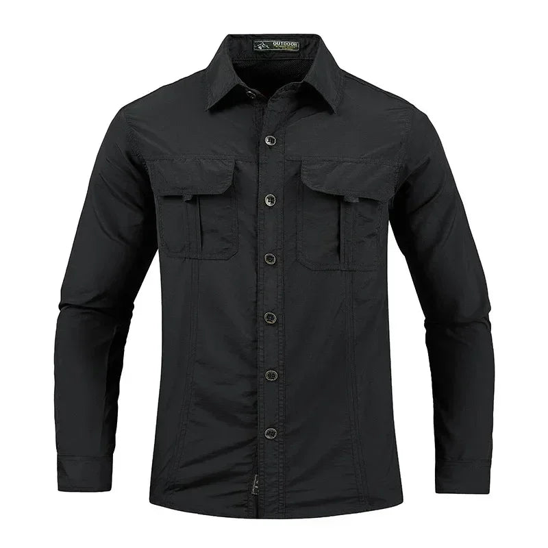 Men's Long-Sleeve Tactical Shirt – Breathable Sun Protection Top