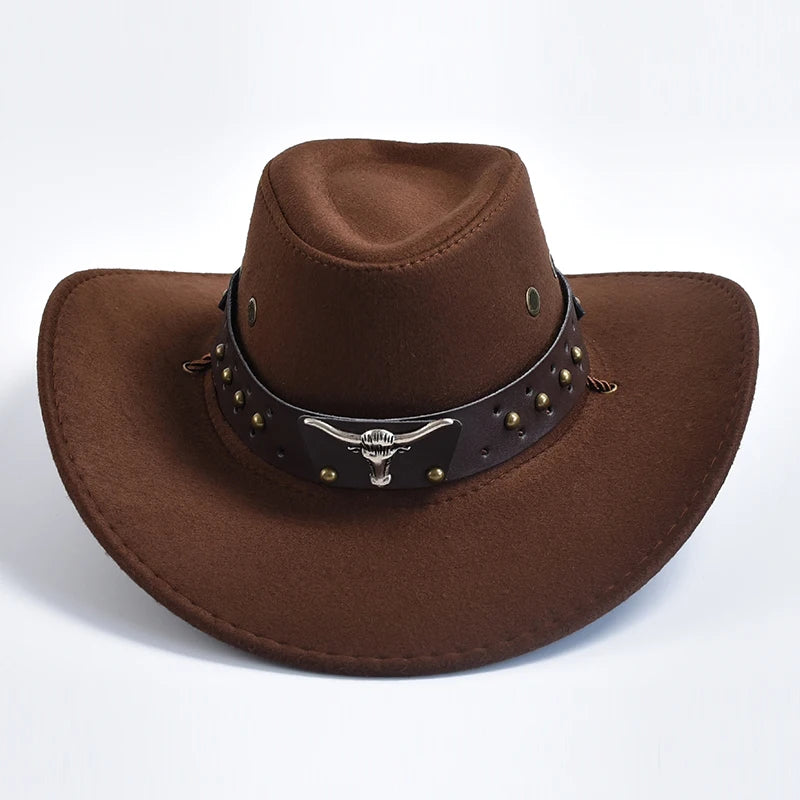 Unisex Suede Western Cowboy Hat – Vintage Wide Brim