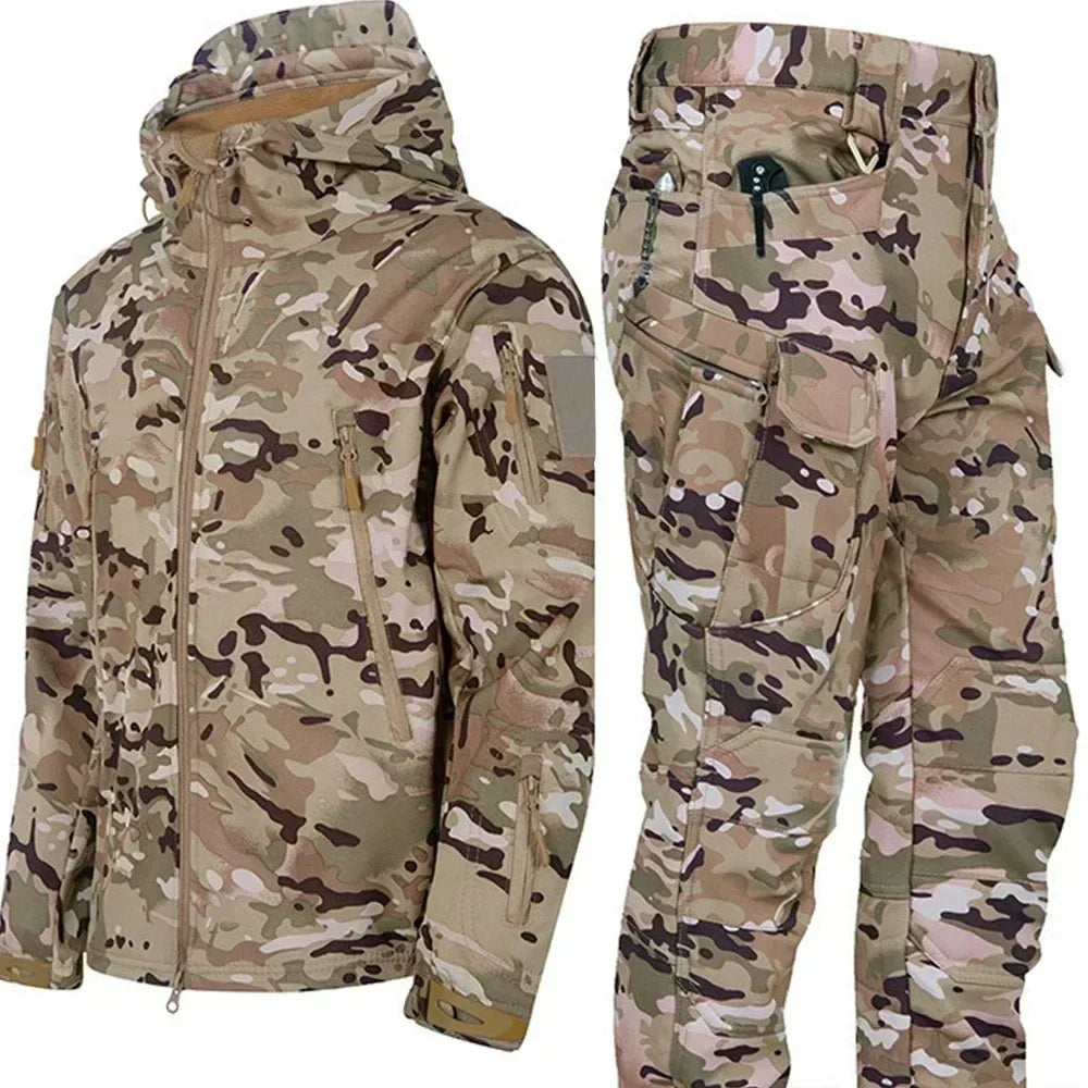 Men's Winter Tactical Jacket Set – Waterproof Hooded Combat Suit