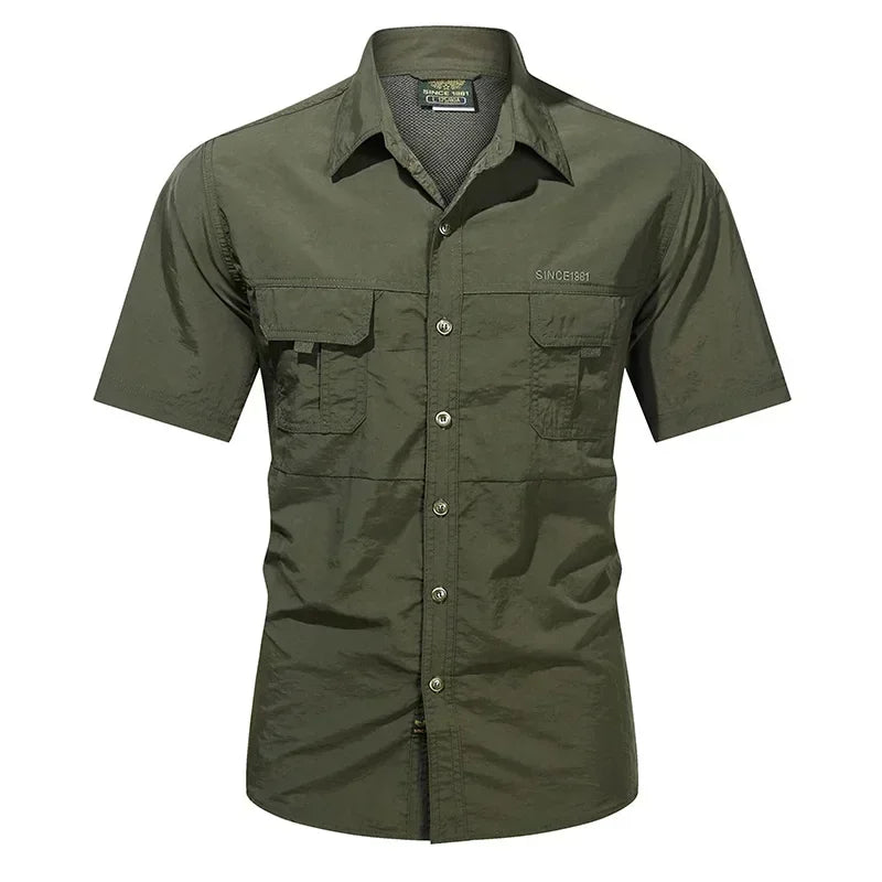 Men's Quick-Dry Tactical Shirt – Hiking & Hunting Short Sleeve Top