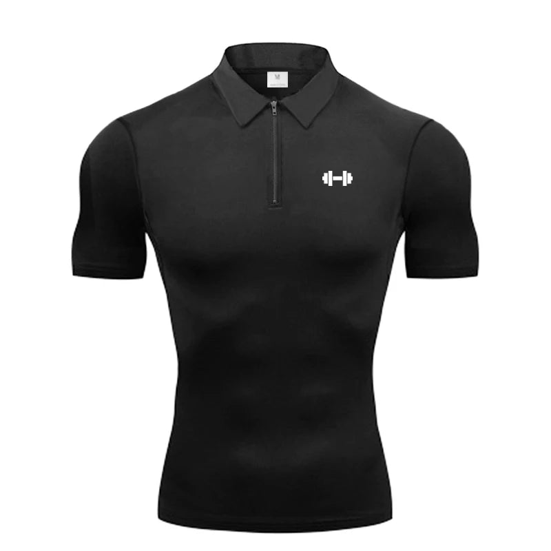 Men's Compression Polo Shirt – Muscle Fit Gym Training Top
