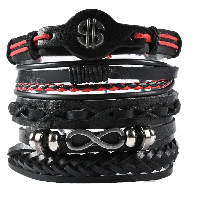 Men's Viking Skull Bracelet – Woven Leather Wristband