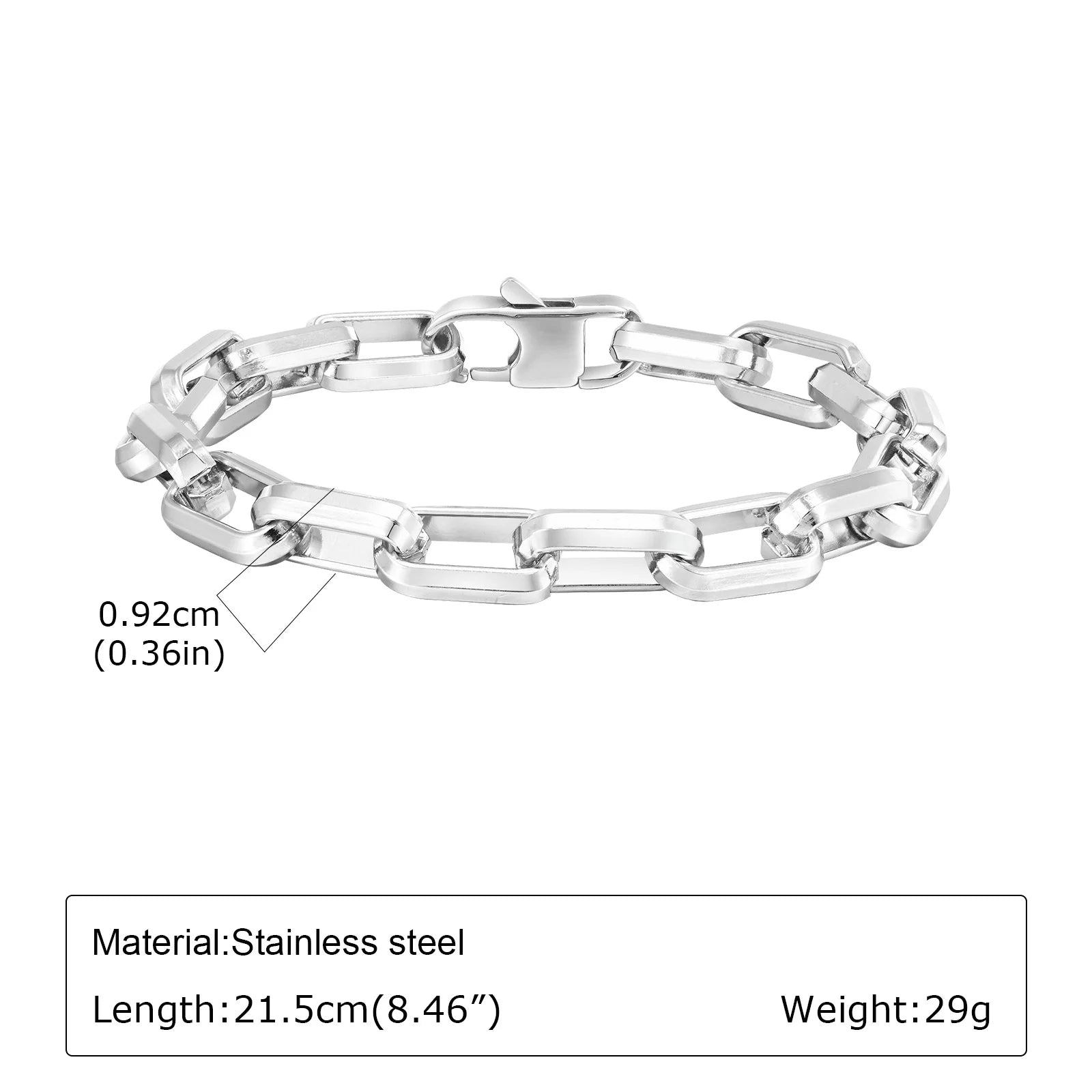 Men's Stainless Steel Chain Bracelet – Hip Hop Link Wristband