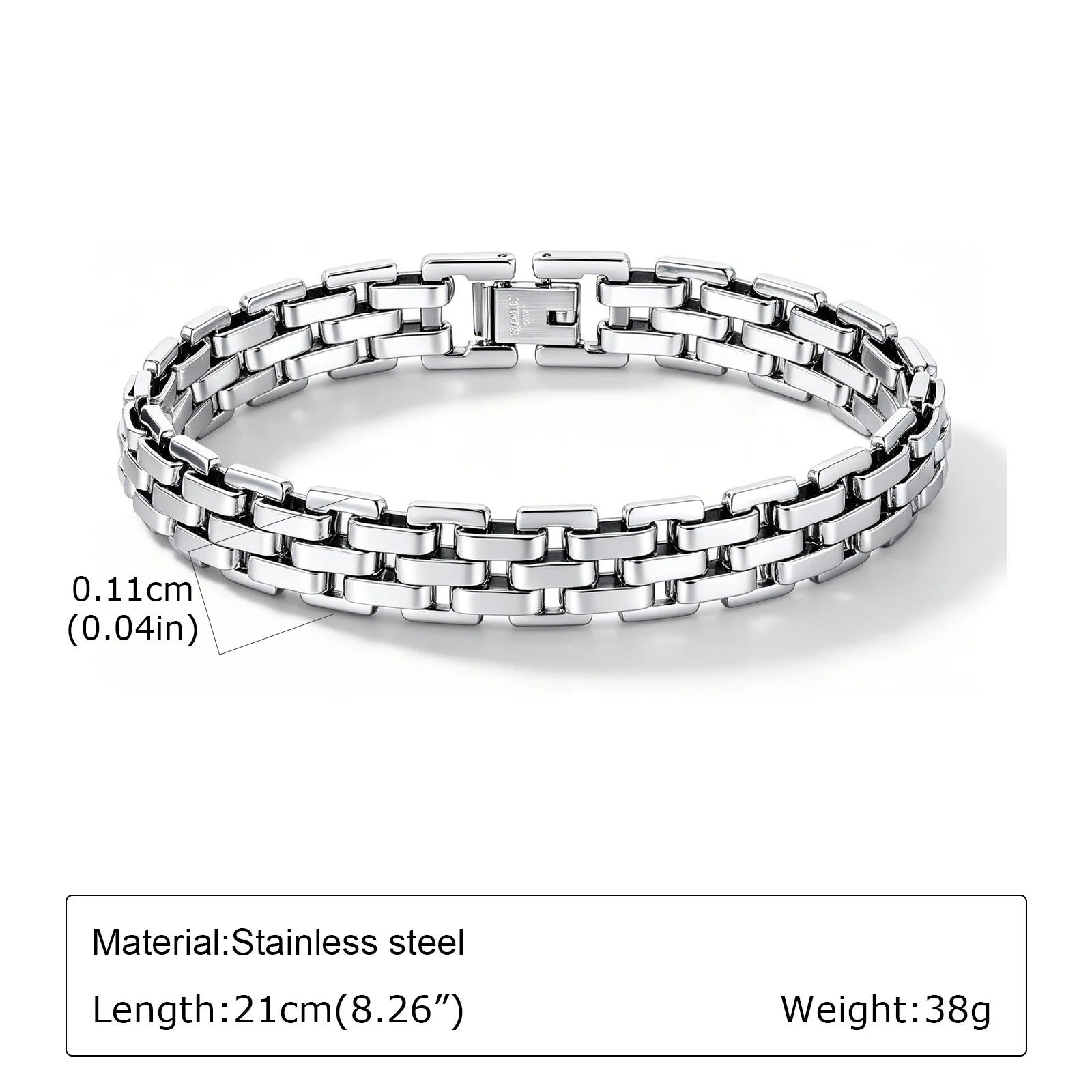 Men's Stainless Steel Chain Bracelet – Hip Hop Link Wristband