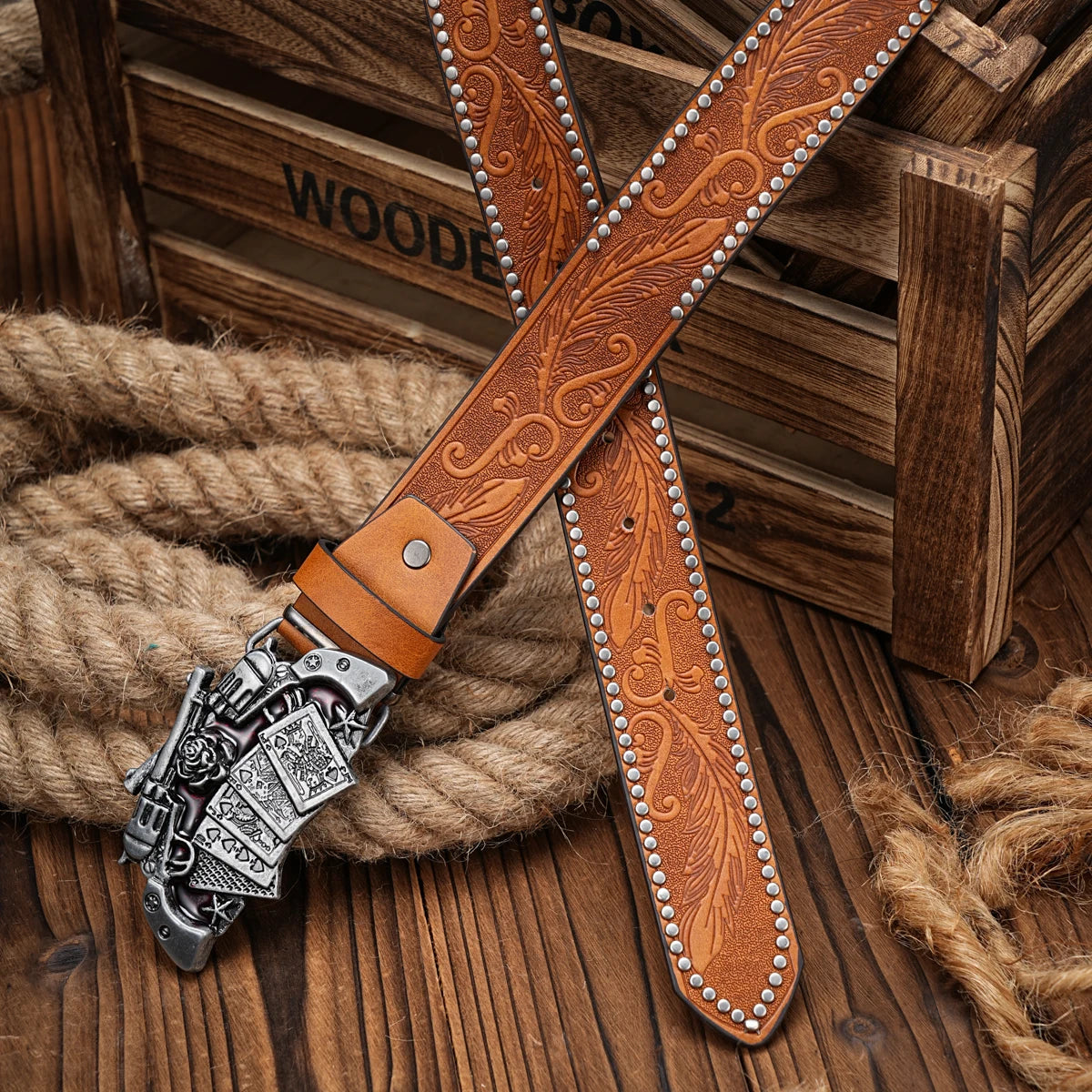Unisex Retro Western Belt – PU Leather with Metal Buckle