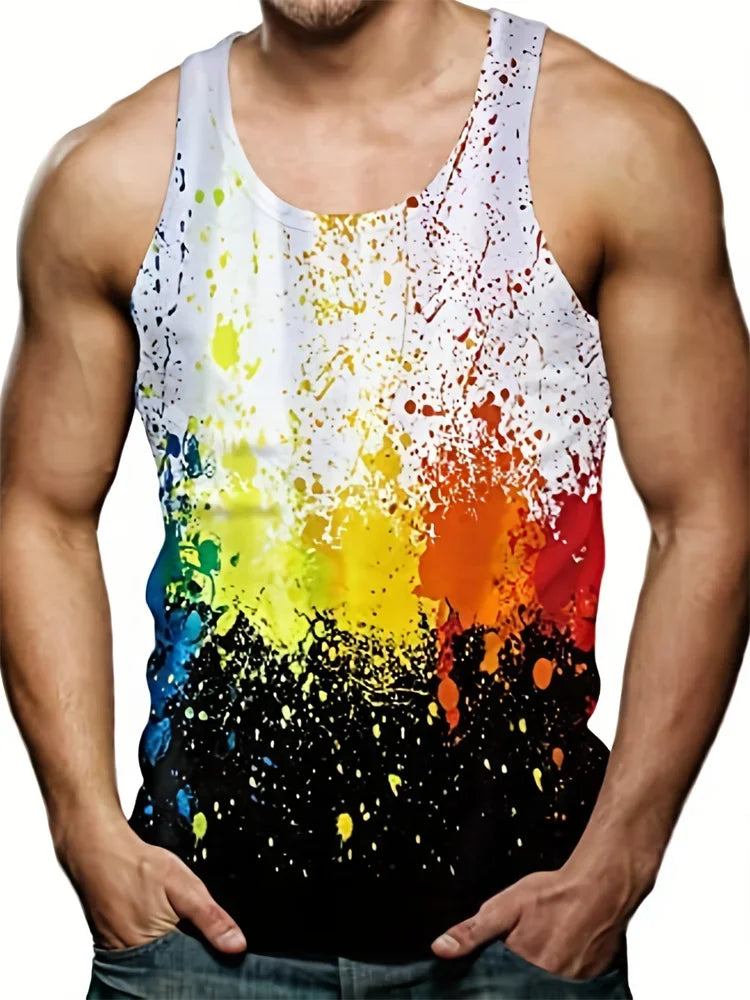 Men's Hawaiian Print Vest – Resort Style Sleeveless Top
