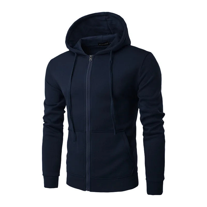 Men's Zip-Up Hoodie – Slim Fit Long-Sleeve Sweatshirt