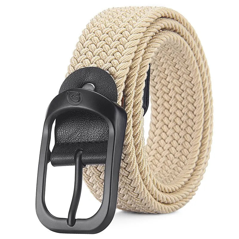 Unisex Woven Elastic Belt – No-Buckle Punch Casual Belt