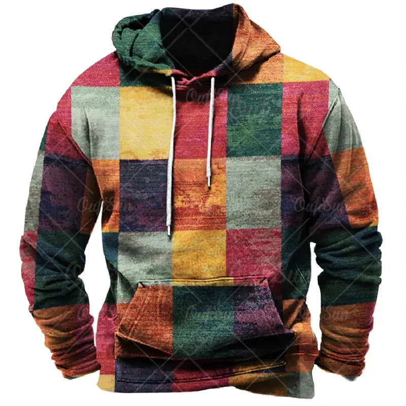 Unisex Plaid Print Hoodie – Colourful Streetwear Pullover