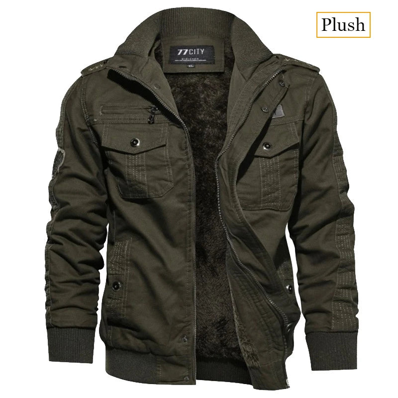 Men's Tactical Fleece Jacket – Windproof Multi-Pocket Coat