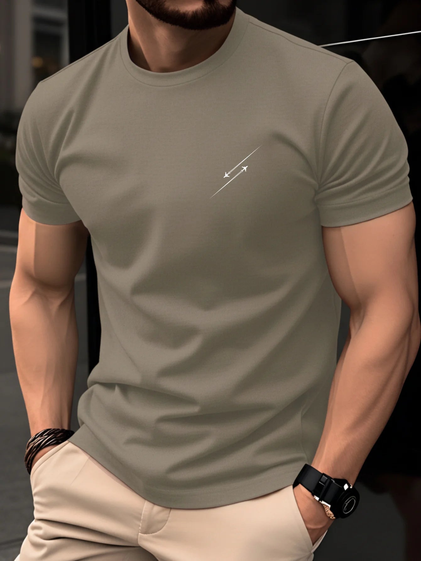 Men's Compass Print T-Shirt – Retro Cotton Graphic Tee