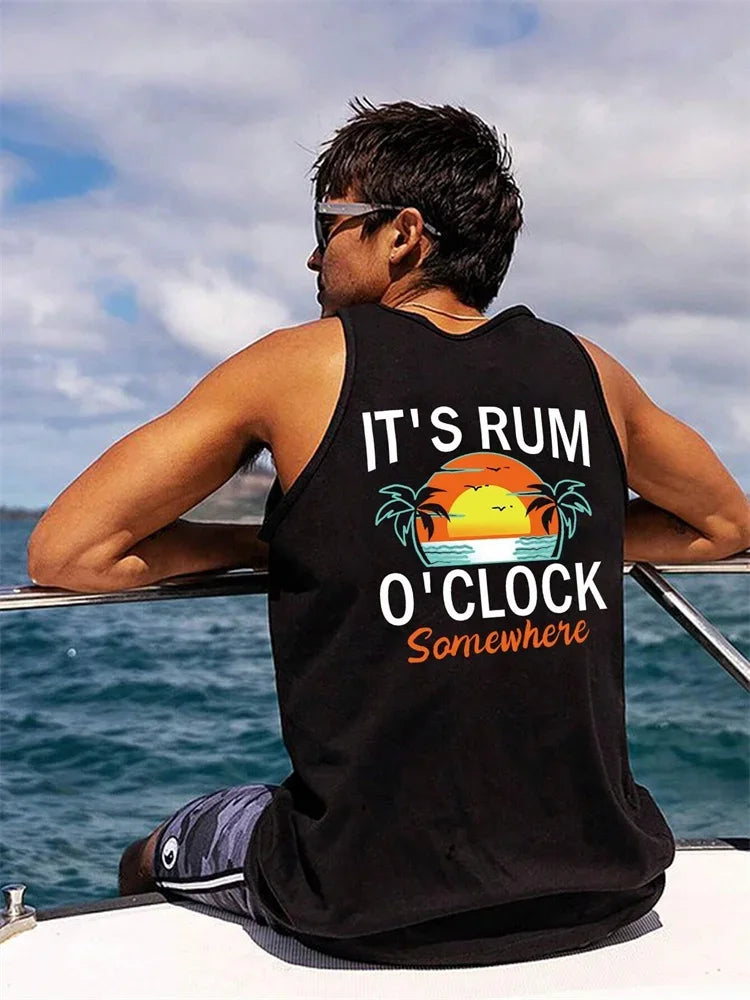 Men's Hawaiian Print Vest – Resort Style Sleeveless Top