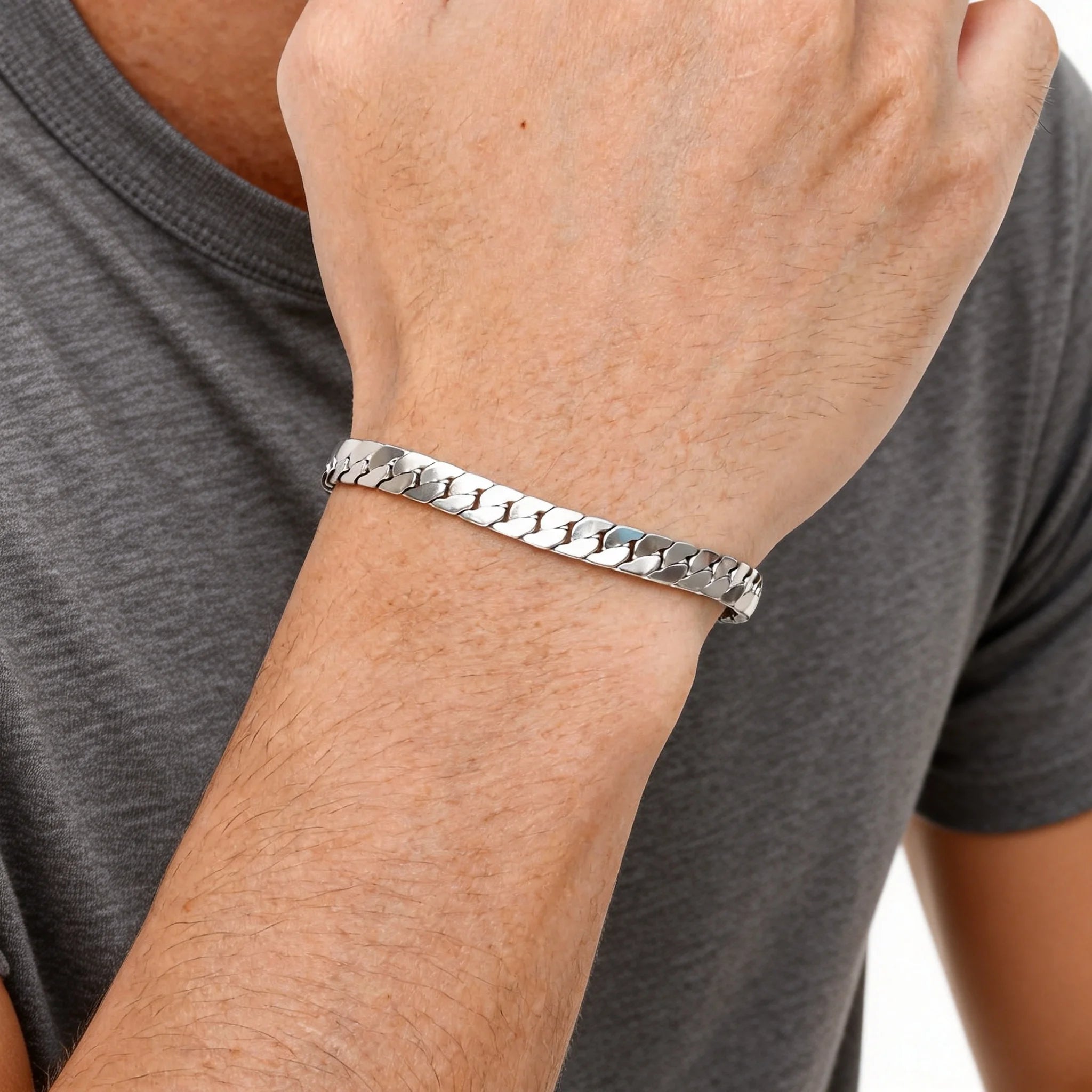 Men's Stainless Steel Chain Bracelet – Hip Hop Link Wristband