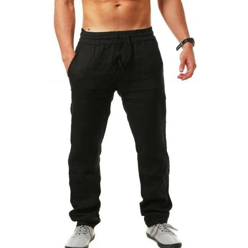 Men's Cotton Linen Trousers – Breathable Straight Leg Pants