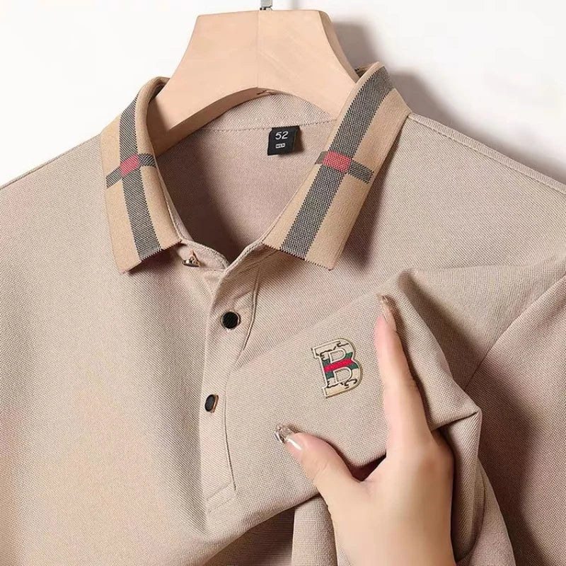 Men's Classic Cotton Polo Shirt – Badge Detail Short Sleeve