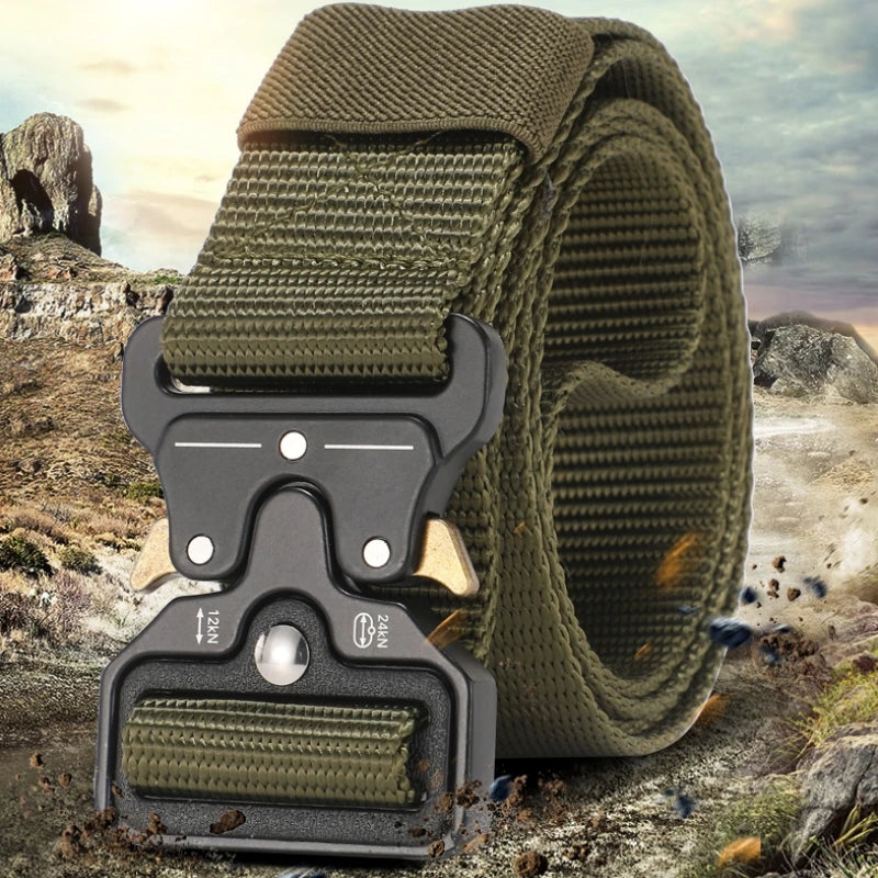 Men's Tactical Canvas Belt – Heavy-Duty Nylon Buckle Belt