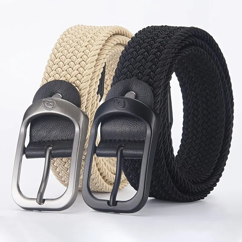 Unisex Woven Elastic Belt – No-Buckle Punch Casual Belt